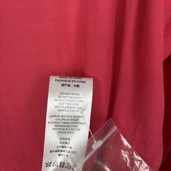 IRO Paris Sense Button Detail Crepe Blouse Pink Mock Neck Women's 8 Statement - Picture 8 of 16